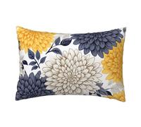 LLWYH Fundas Cojines 35x55 cm, Juego de 2 Cojines Amarillo para Sofa, Suave Funda Almohada de Terciopelo Funda Cojin Crisantemo Decoracion para Sofá, Dormitorio Sala de Estar -TER309