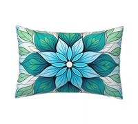 LLWYH Fundas Cojines 50x80 cm, Juego de 2 Cojines Verde Azul para Sofa, Suave Funda Almohada de Terciopelo Funda Cojin Flor Decoracion para Sofá, Dormitorio Sala de Estar -TER277