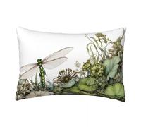 LLWYH Fundas Cojines 70x90 cm, Juego de 2 Cojines Plantas para Sofa, Suave Funda Almohada de Terciopelo Funda Cojin Libélula Decoracion para Sofá, Dormitorio Sala de Estar -TER271