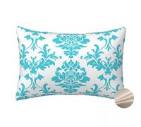 LLWYH Juego de 2 Funda Cojin 50x70 cm, Fundas Cojines Blanco Funda Almohada de Lino Cojines para Sofa, Rectangular Fundas de Cojín Flor Azul Decorativos para Sala de Estar Sofá Dormitorio -TER406