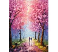 LLWYH Pintar por Numeros Adultos Árbol Rosa Paisajes, Pintura por Numeros Grande 50x70 cm, Kit Manualidades Adultos Paint By Numbers con Pinceles y Pinturas (Sin Marco) -YH876