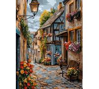 LLWYH Pintar por Numeros Adultos Ciudad de Las Flores Paisajes, Pintura por Numeros Grande 60x90 cm, Paint By Numbers con con Pinceles y Pinturas Acrílicas (Sin Marco) -YH612