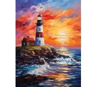 LLWYH Pintar por Numeros Faro, DIY Pintura por Numeros Adultos Paisajes 30 x 40 cm, Cuadros para Pintar por Numeros con Pinceles y Pinturas para Decoración del Hogar (Sin Marco) -YH861