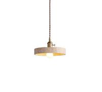 LLXDFUU Colgante de latón Moderno Cuenco de travertino Amarillo Claro Candelabro Colgante Vintage para Cocina WABI Sabi Colgante Lámpara de Comedor Colgante Japonesa Medieval para Granja