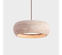 LLXDFUU Lámpara colgante LED de 18 W, estilo Wabi-Sabi, lámpara colgante de travertino amarillo, accesorios de madera maciza, piedra natural + nogal, lámpara colgante ajustable de 150 cm para bar, dor