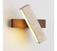 LLXDFUU Lámpara de pared moderna de madera maciza giratoria 5W Apliques de pared Wabi Sabi Lámpara de lectura de travertino amarillo nórdico para dormitorio Porche de pasillo Piedra natural Lámpara de