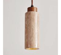 LLXDFUU Moderna Granja Art Deco Mini Tubo Largo Retro Amarillo travertino Flauta Abajo luz Japonesa Dormitorio Colgante lámpara E27 Piedra Simple Colgante Luces para Comedor Cocina Isla lámparas