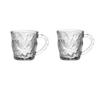 LLXTJJY Copas de Vidrio Elegantes 2pcs Set Beverage Cup Glass Drinkware Glacier Patterned with Handle Household Juice Mug Cocktail Cups Drinking Glasses Vasos de Vidrio para Beber(300ml)