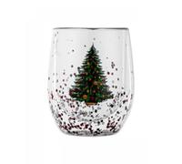 LLXTJJY Copas de Vidrio Elegantes 300ML Christmas Tree Snowman Pattern Juice Tea Milk Coffee Mug Xmas Gift Double Wall Glass Cup Heat Resistant Water Vasos de Vidrio para Beber
