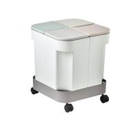 LLXTJJY Cubo de basura de 4 compartimentos, con tapa desmontable y abatible a presión, cubo de basura para reciclaje de cocina, con tapa y rueda