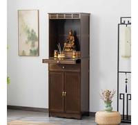 LLYLAFDC Buddha Altar Shrine Cabinet,Decorative Buddhist Altar Bamboo Buddha Shelf,Altar Table with Storage Day of The Dead Altar Stand(Brown,19.6 * 68in)