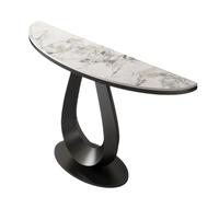 LLYLAFDC Consola de Entrada de Piedra sinterizada de Media Luna, Mesa Auxiliar Estrecha Moderna con Base Curva en Bucle, Mesa Decorativa para Pasillo y decoración Interior hogareña(Nero,120cm)