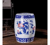 LLYLAFDC Tarro de arroz de porcelana azul y blanca, estilo chino retro, recipiente de alimentos con tapa, bote doméstico para arroz, soja, maíz, harina y avena(27.5 * 38cm)