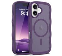 LLZ.COQUE Funda magnética para iPhone 16 para mujeres y niñas, [compatible con MagSafe] [mate translúcido] bonita [marco ondulado rizado], funda suave, protección de cámara a prueba de golpes para