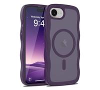 LLZ.COQUE Funda magnética para iPhone 16e para mujeres y niñas, [compatible con MagSafe] [mate translúcido] bonita [marco ondulado rizado], funda suave, protección de cámara a prueba de golpes para