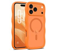 LLZ.COQUE Funda magnética para iPhone 17 Pro para mujeres y niñas, [compatible con Magsafe] [mate translúcido] bonita [marco ondulado rizado], funda suave, protección de cámara para iPhone 17 Pro