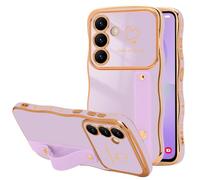 LLZ.COQUE Funda para Samsung Galaxy A36/A56 5G para mujeres y niñas, correa con diseño de corazón chapado en forma de onda, protección de cámara elevada a prueba de golpes, funda para teléfono Samsung