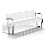 LLZJDDPLY Banco Jardin Exterior Metálico - Banco Exterior en Acero Inoxidable, Pintura Horneada a Alta Temperatura, para Terraza, Parque, Parada de Autobús, Parque Infantil(White,120cm/47in)