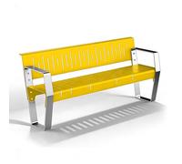 LLZJDDPLY Banco Jardin Exterior Metálico - Banco Exterior en Acero Inoxidable, Pintura Horneada a Alta Temperatura, para Terraza, Parque, Parada de Autobús, Parque Infantil(Yellow,150cm/59in)