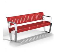 LLZJDDPLY Banco Jardin Exterior Metálico - Banco Exterior en Acero Inoxidable, Pintura Horneada a Alta Temperatura, para Terraza, Parque, Parada de Autobús, Parque Infantil(Red,150cm/59in)