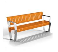 LLZJDDPLY Banco Jardin Exterior Metálico - Banco Exterior en Acero Inoxidable, Pintura Horneada a Alta Temperatura, para Terraza, Parque, Parada de Autobús, Parque Infantil(Orange,150cm/59in)