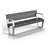 LLZJDDPLY Banco Jardin Exterior Metálico - Banco Exterior en Acero Inoxidable, Pintura Horneada a Alta Temperatura, para Terraza, Parque, Parada de Autobús, Parque Infantil(Gray,150cm/59in)