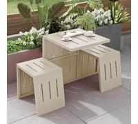LLZJDDPLY Conjunto Mesa y Sillas Jardin, Mesa y Sillas Terraza Exterior, Conjunto Terraza Exterior, para Césped, Jardín, Patio Trasero, Capacidad 200 kg(Beige)