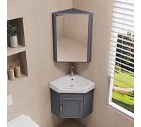 LLZJDDPLY Muebles de baño con Lavabo y Armario Espejo baño, Mueble baño montado en la Pared Mueble baño con Lavabo, for baño, Lavadero, Sala de Estar, Balcón(Gray,43cm/16.5in)