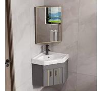 LLZJDDPLY Muebles de baño con Lavabo y Espejo, Mueble con baño, con gabinete de Espejo y grifos de Agua fría y Caliente, Mueble Lavabo, for Espacios pequeños(Gray,56cm/22in)