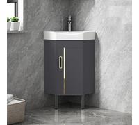 LLZJDDPLY Pequeño Lavabo de Esquina for baño, Tocador de baño montado en el Piso con Lavabo de cerámica, for baños pequeños, Lavaderos y Exteriores(Gray,43cm/17in)