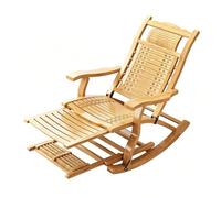LLZJDDPLY Silla Mecedora Reclinable Plegable de Bambú, Tumbona Terraza Regulable 5 Posiciones con Pedal Masaje Pies, para Interior, Porche y Jardín Trasero(Natural)