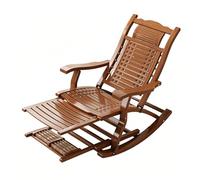 LLZJDDPLY Silla Mecedora Reclinable Plegable de Bambú, Tumbona Terraza Regulable 5 Posiciones con Pedal Masaje Pies, para Interior, Porche y Jardín Trasero(Brown)