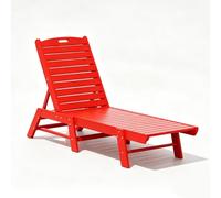 LLZJDDPLY Tumbona de jardín HDPE Regulable en 4 Posiciones, reposera Piscina Resistente a la Intemperie para Borde de Piscina, Patio, Playa y terraza Exterior, Capacidad de Carga 180 kg(Red)