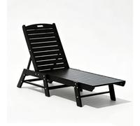 LLZJDDPLY Tumbona de jardín HDPE Regulable en 4 Posiciones, reposera Piscina Resistente a la Intemperie para Borde de Piscina, Patio, Playa y terraza Exterior, Capacidad de Carga 180 kg(Black)