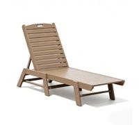 LLZJDDPLY Tumbona de jardín HDPE Regulable en 4 Posiciones, reposera Piscina Resistente a la Intemperie para Borde de Piscina, Patio, Playa y terraza Exterior, Capacidad de Carga 180 kg(Wood-Look)
