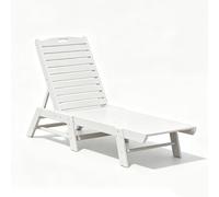 LLZJDDPLY Tumbona de jardín HDPE Regulable en 4 Posiciones, reposera Piscina Resistente a la Intemperie para Borde de Piscina, Patio, Playa y terraza Exterior, Capacidad de Carga 180 kg(White)