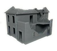 LM3D Edificio en Ruinas 3 - Overlord 1944, Escenografía Segunda Guerra Mundial 28mm, Normandía, Wargames y Dioramas Históricos