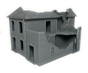 LM3D Edificio en Ruinas 3 - Overlord 1944, Escenografía Segunda Guerra Mundial 28mm, Normandía, Wargames y Dioramas Históricos
