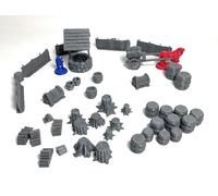 LM3D Escenografía Medieval Fantasy, 44 Piezas con Pozo, Barriles, Madera y Carro, Scatter Terrain 28mm para Wargames y DND