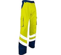 LMA Workwear 1563 PROTECTION - Pantalón bicolor de alta visibilidad sin metal con 5 trabillas para cinturón, talla 46, color azul medianoche y amarillo fluorescente