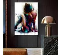 LMAIWANG 1 Pintura abstracta erótica moderna de figura femenina, lienzo envuelto, arte de pared, pósteres e impresiones modernos (30 x 45 cm/marco interior)