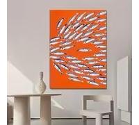 LMAIWANG 1 unidad de póster abstracto de sardinas, interesante lámina decorativa en lienzo, resistente al agua, para sala de estar o dormitorio (80x120cm/sin marco).