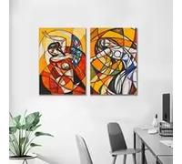 LMAIWANG Arte mural abstracto de grafiti de Banksy, pintura abstracta desnuda en lienzo, carteles e impresiones, arte de pared, decoración del hogar (60 x 90 cm x 2/marco)