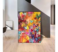 LMAIWANG Arte mural moderno de grafiti callejero con amor colorido, pósteres e impresiones en lienzo en HD para decoración del hogar, dormitorio y sala de estar (60 x 90 cm/sin marco)