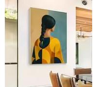 LMAIWANG Cuadro abstracto azul y amarillo para decoración del hogar, gran lienzo para pared, para sala de estar (70 x 100 cm, marco interior)