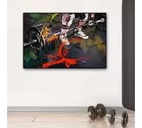 LMAIWANG Cuadro abstracto de barra de pesas en acuarela, estilo deportivo, póster y láminas de arte para pared, pintura sobre lienzo para gimnasio, decoración del hogar (80x120cm/marco).