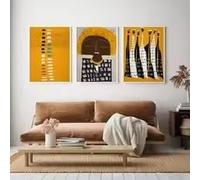 LMAIWANG Cuadro abstracto de mujer africana en lienzo, póster vintage y láminas con figuras étnicas decorativas para pared, decoración del hogar (50x70cmx3/sin marco)