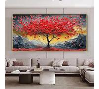 LMAIWANG Cuadro abstracto del Árbol de la Vida Dorado sobre lienzo. Póster artístico texturizado del Árbol de la Vida Dorado. Decoración moderna para sala de estar (50x100cm/Marco interno).