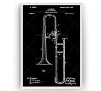 LMAIWANG Cuadro clásico de 1902, plano de trombón de varas, póster impreso, arte de pared, decoración de sala de música, 60 x 90 cm, sin marco