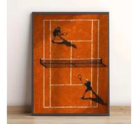 LMAIWANG Cuadro decorativo de cancha de tenis en lienzo - Impresión moderna minimalista en verde vibrante, impresión digital sobre lienzo (70x100cm/sin marco)